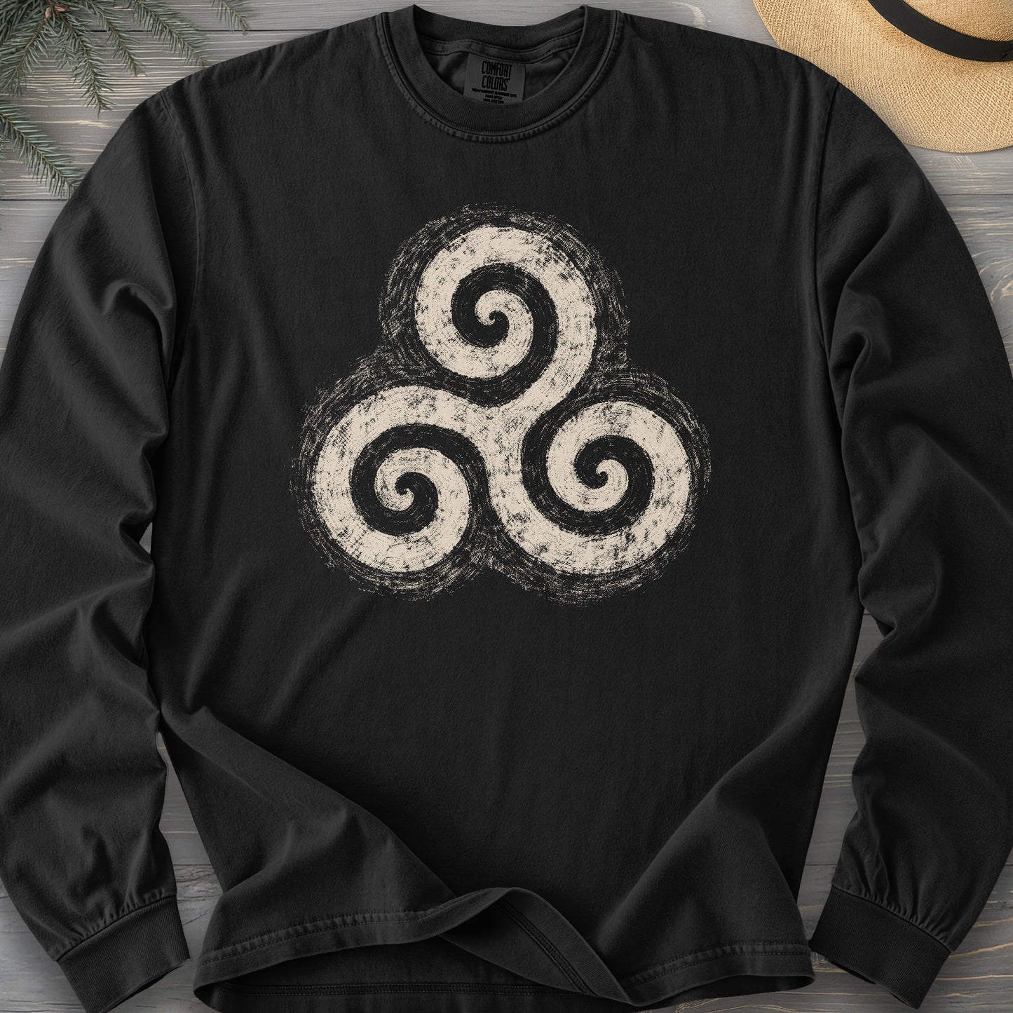 Triskele Charcoal Sketch Comfort Colors 6014 Long Sleeve