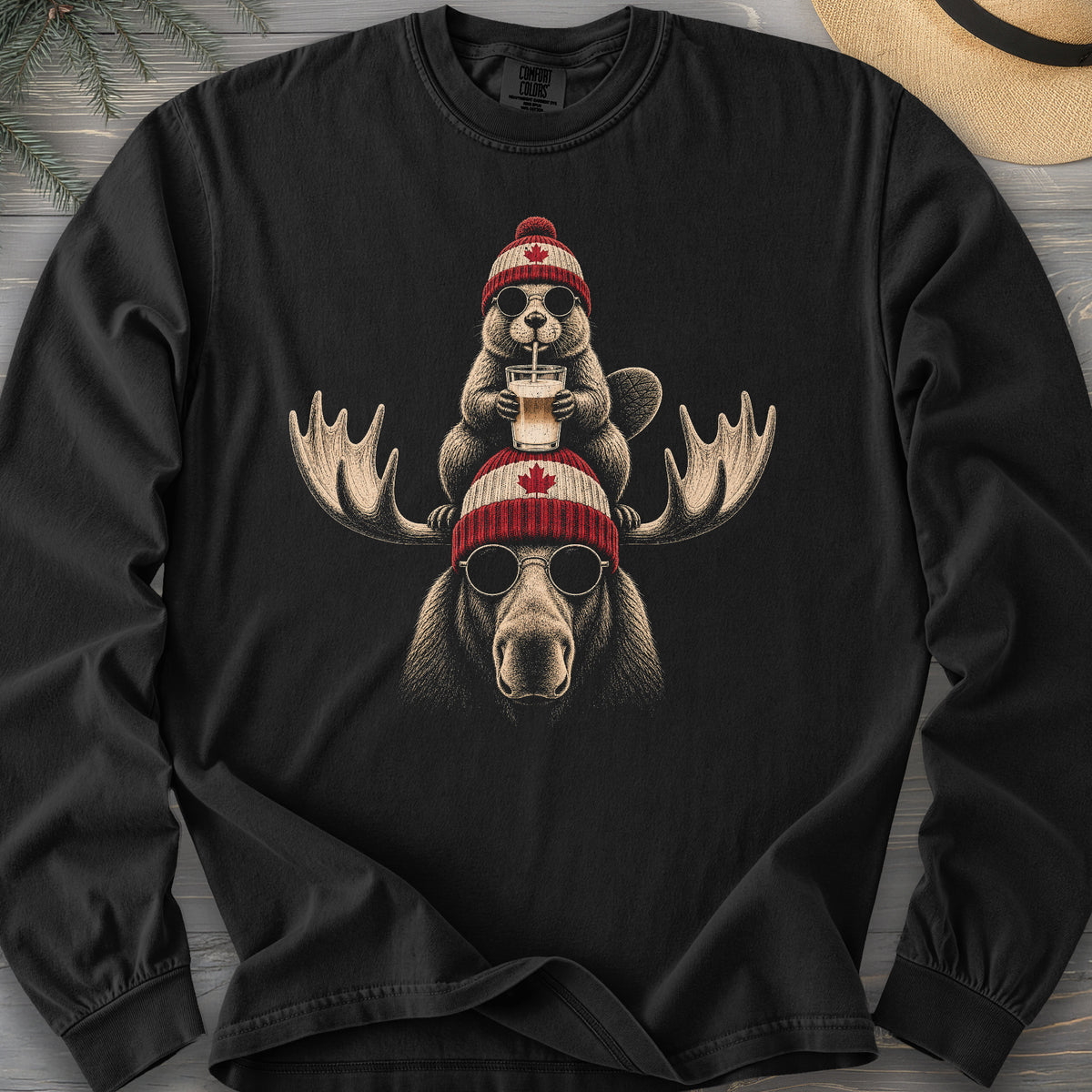 Beaver Moose Canada Long Sleeve Shirt