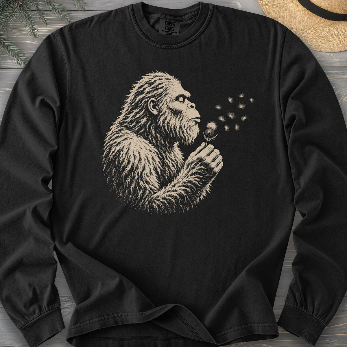 Bigfoot Blowing Thistle Comfort Colors 6014 Long Sleeve
