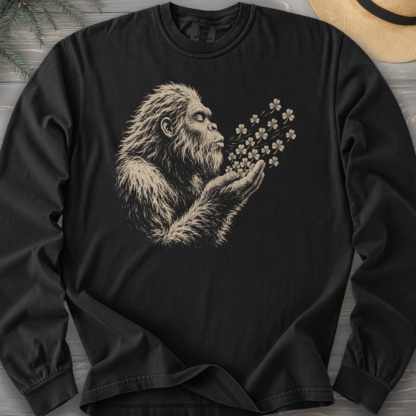 Bigfoot Shamrocks Comfort Colors 6014 Long Sleeve