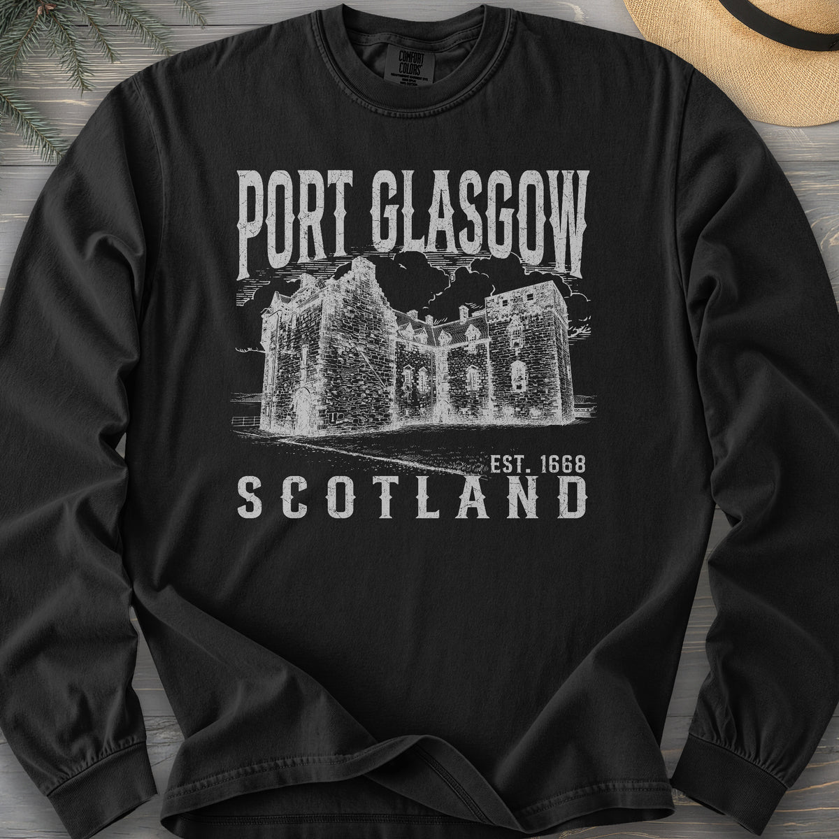 Port Glasgow Scotland Sketch Long Sleeve Shirt