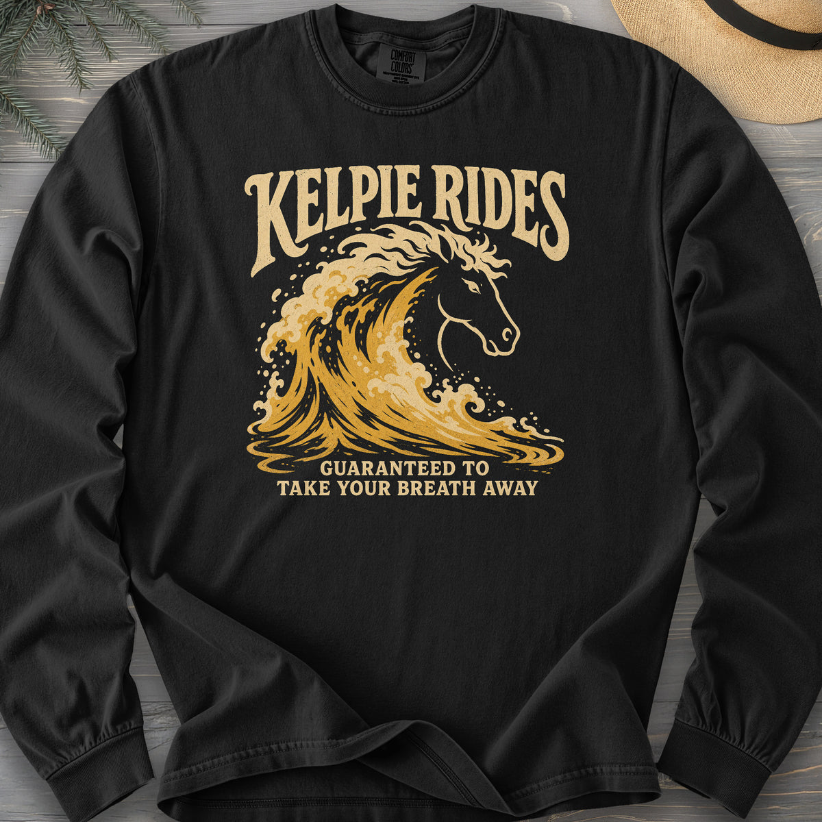 Kelpie Rides Retro Comfort Colors 6014 Long Sleeve