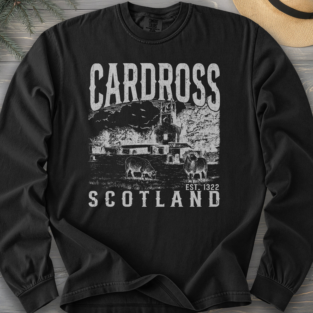 Cardross Scotland Sketch Comfort Colors 6014 Long Sleeve