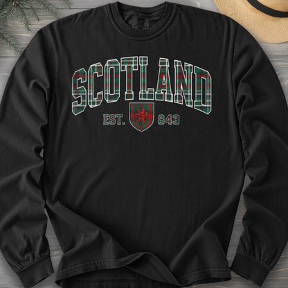 Scotland Plaid Varsity Long Sleeve Shirt