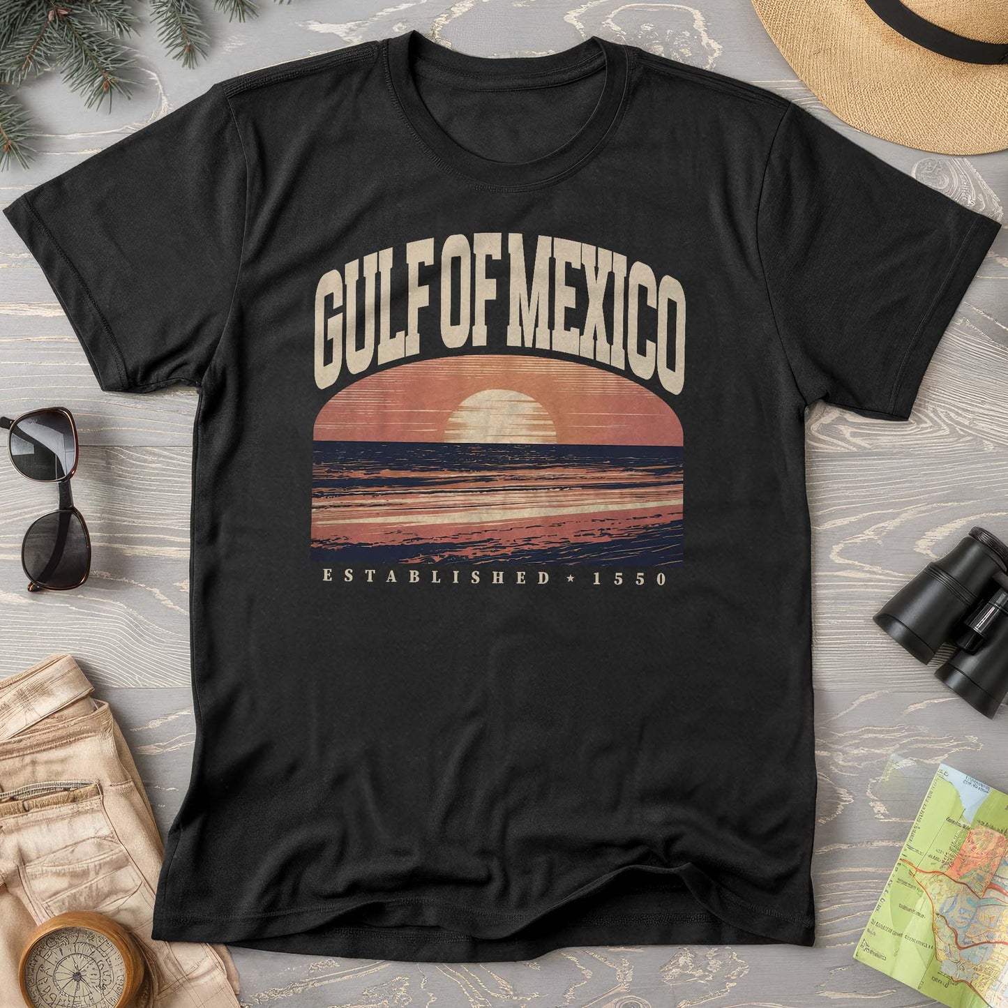 Bargain Bin Overstock! Gulf of Mexico Varsity Sunset Comfort Colors T-Shirt