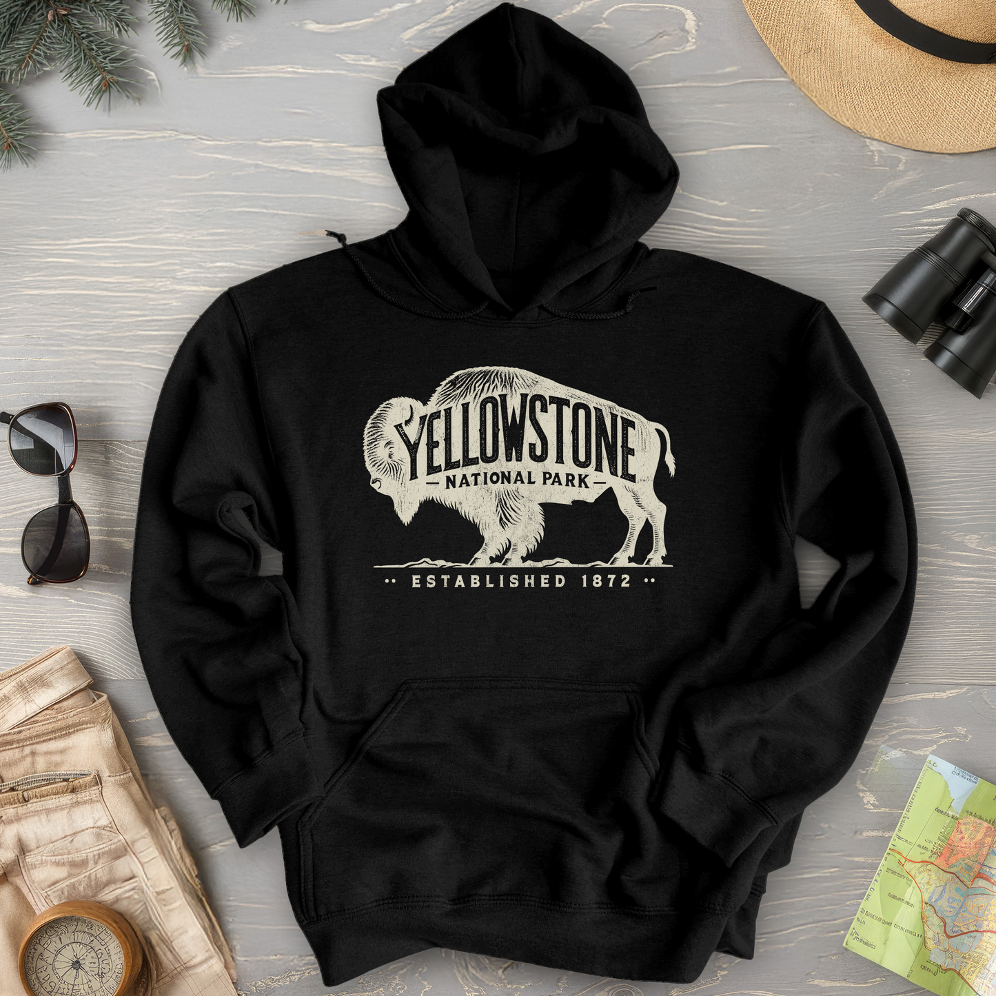 Yellowstone National Park "Vintage Buffalo" Hoodie