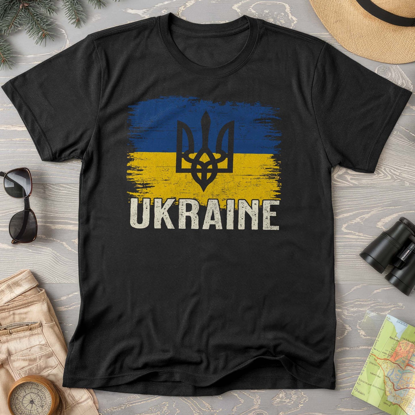 Ukraine Textured Trident Flag Comfort Colors T-Shirt