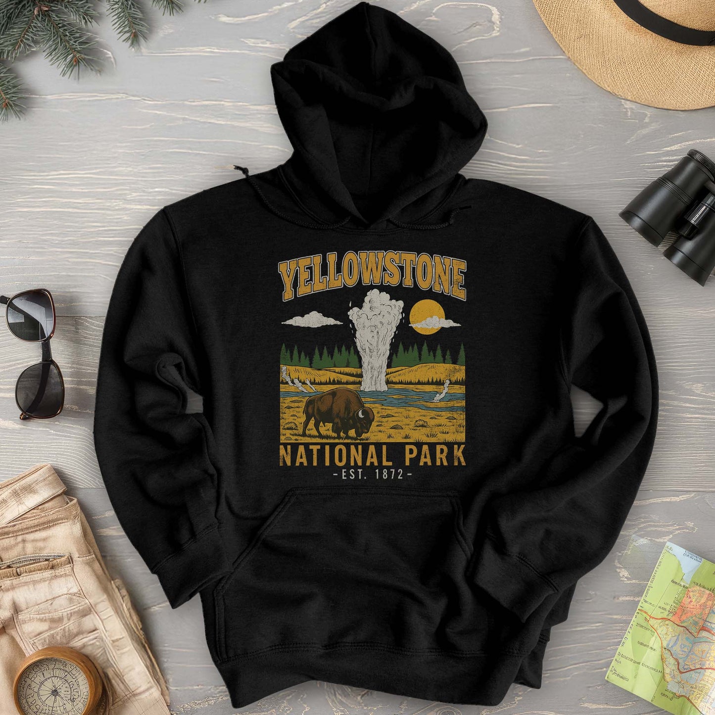 Yellowstone Old Faithful Buffalo Hoodie