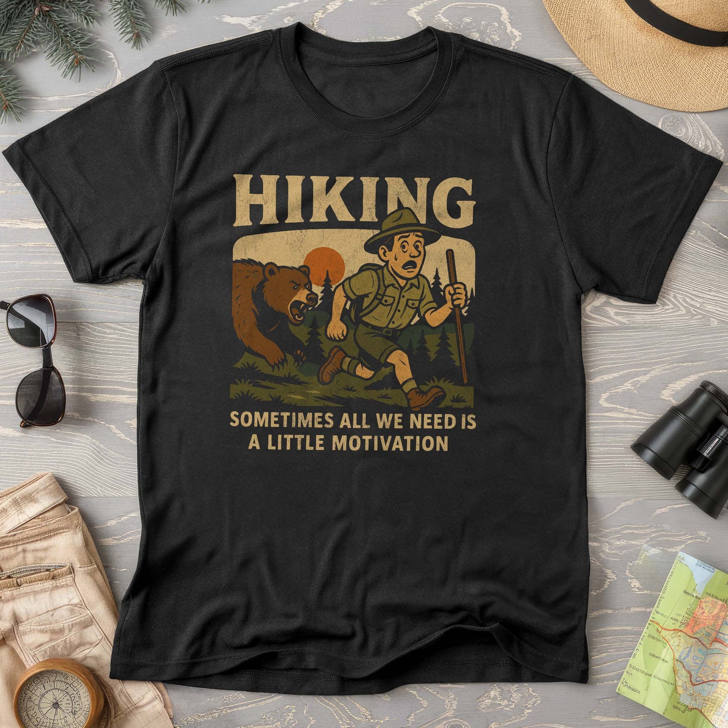 Funny Hiking "Motivation" Comfort Colors T-Shirt