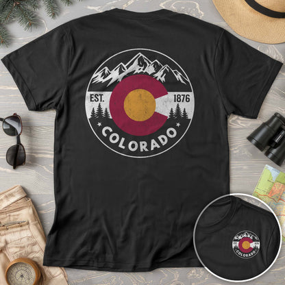 Colorado Flag Badge Textured Front/Back Comfort Colors T-Shirt