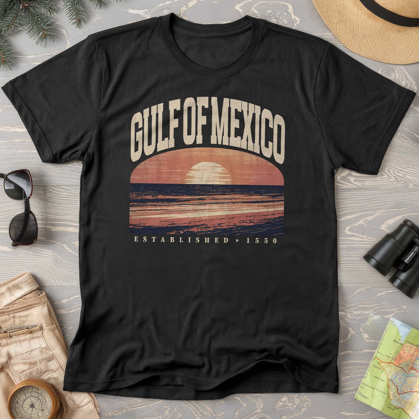 Gulf of Mexico Varsity Sunset Comfort Colors T-Shirt