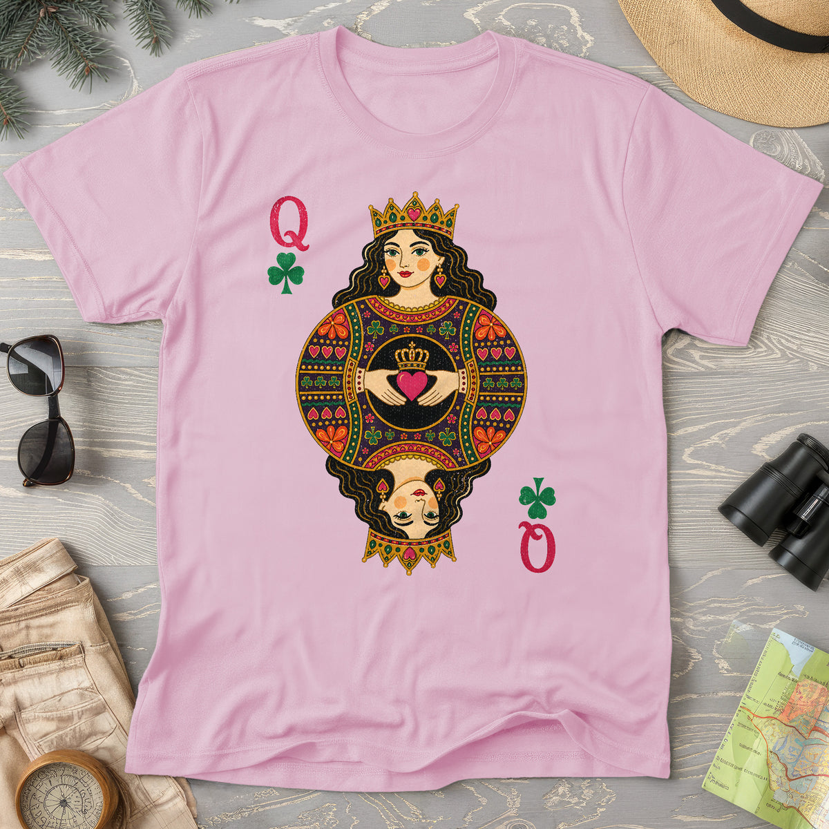 Shamrock Queen Playing Card T-Shirt