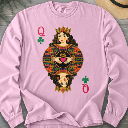 Shamrock Queen Playing Card Comfort Colors 6014 Long Sleeve