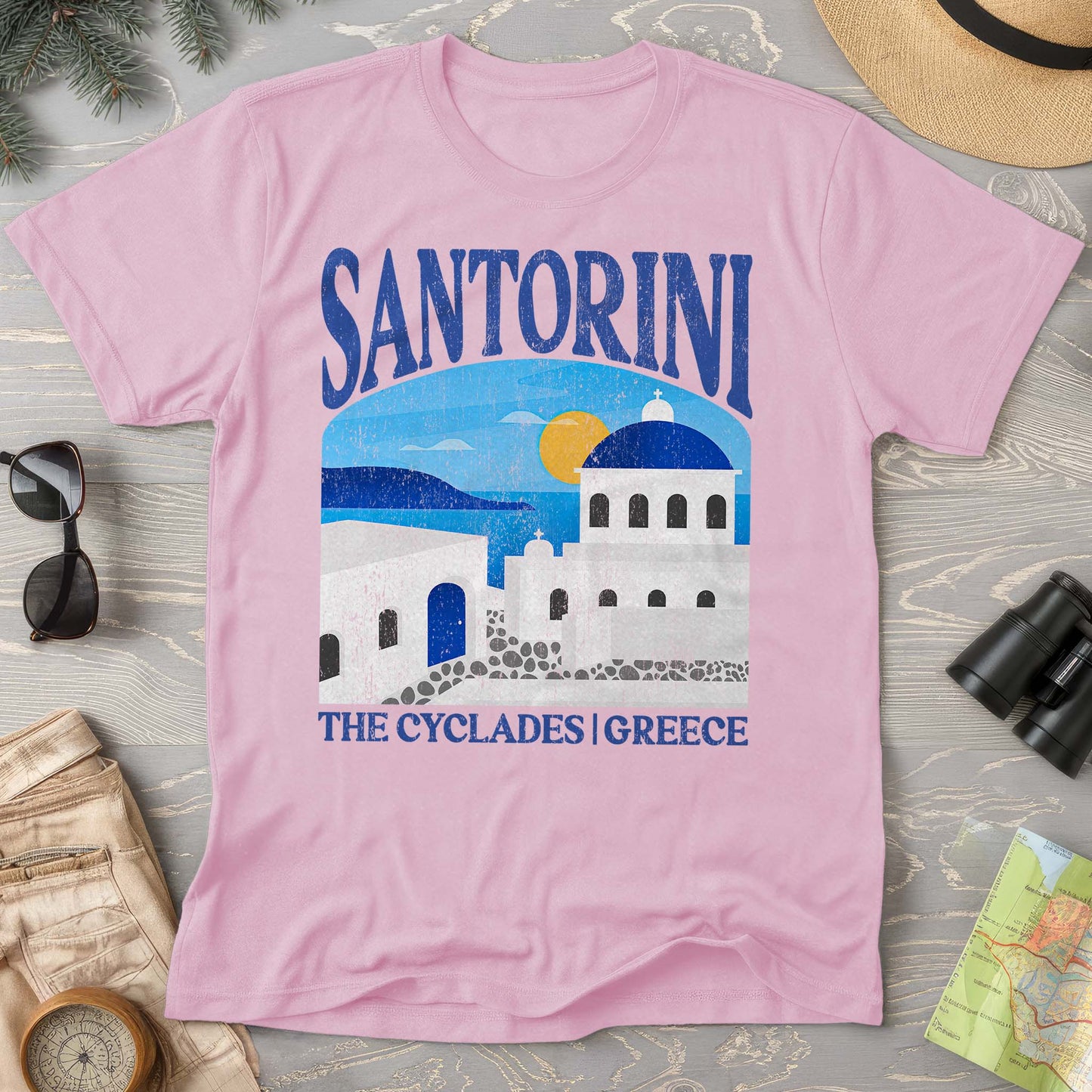 Santorini Greece "Big and Bold" Comfort Colors T-Shirt