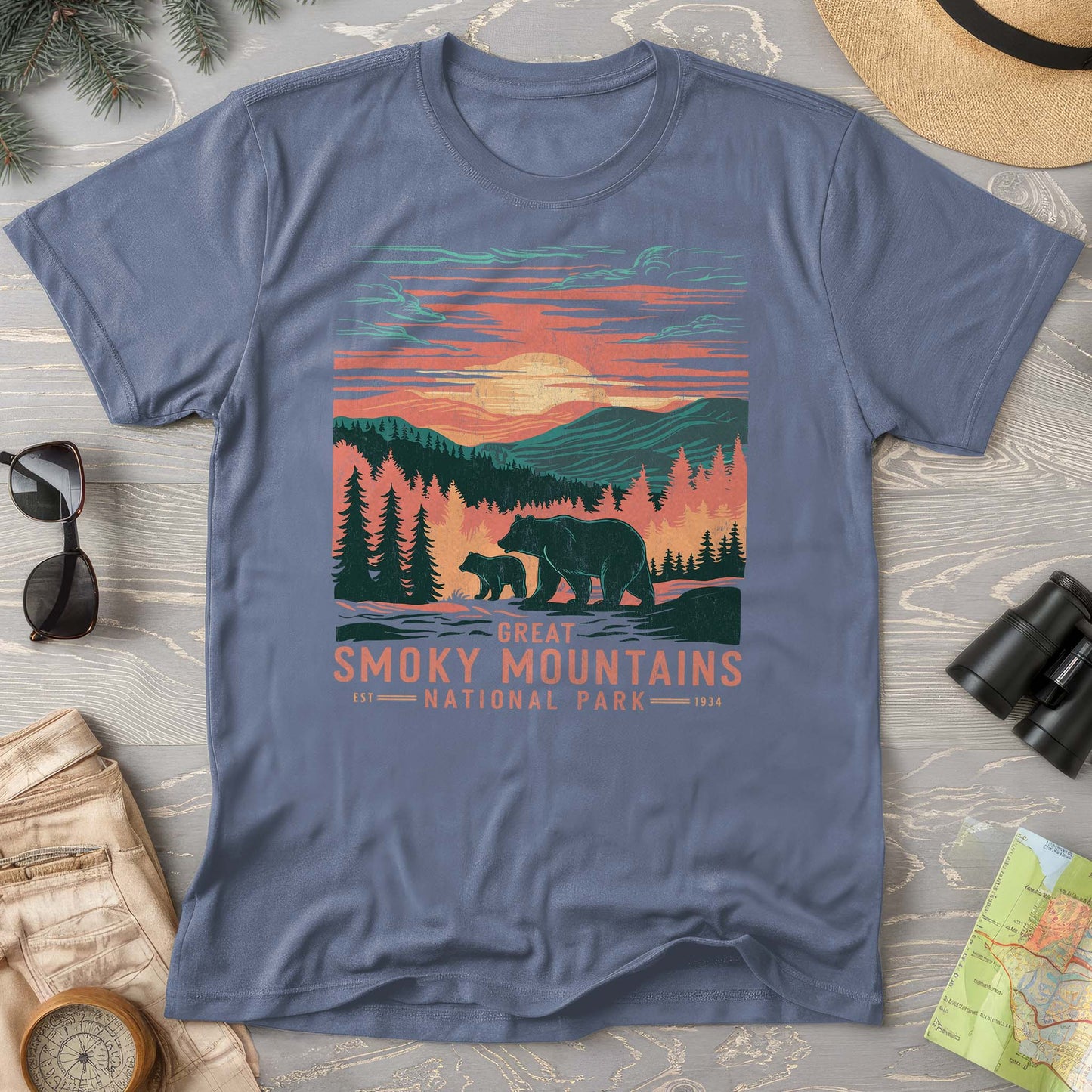 Great Smoky Mountains Sunset Bears T-Shirt