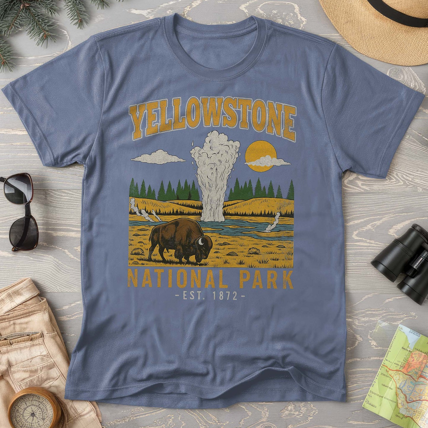 Yellowstone Old Faithful Buffalo Comfort Colors T-shirt