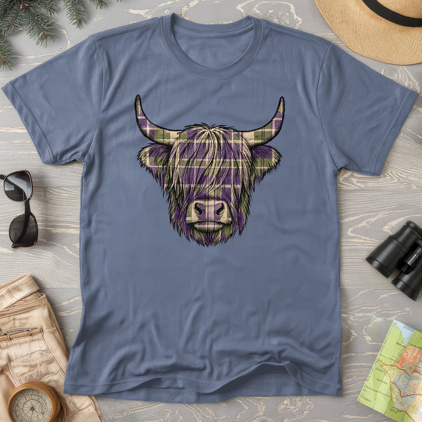 Scottish Highland Plaid Coo T-Shirt