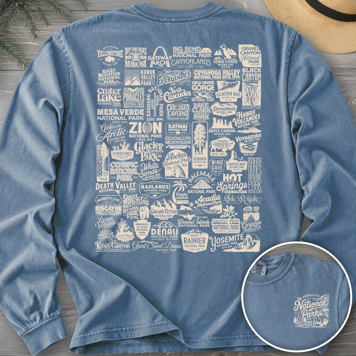 63 Vintage Parks Front/Back Print Long Sleeve Shirt