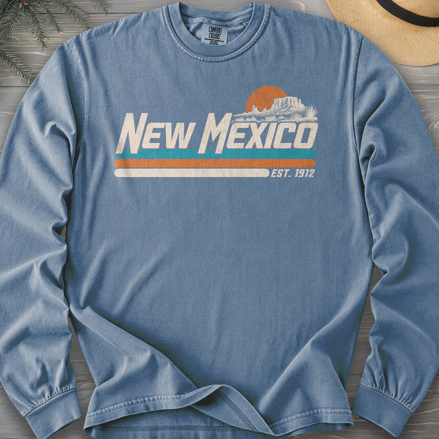 New Mexico Retro Stripe Comfort Colors 6014 Long Sleeve