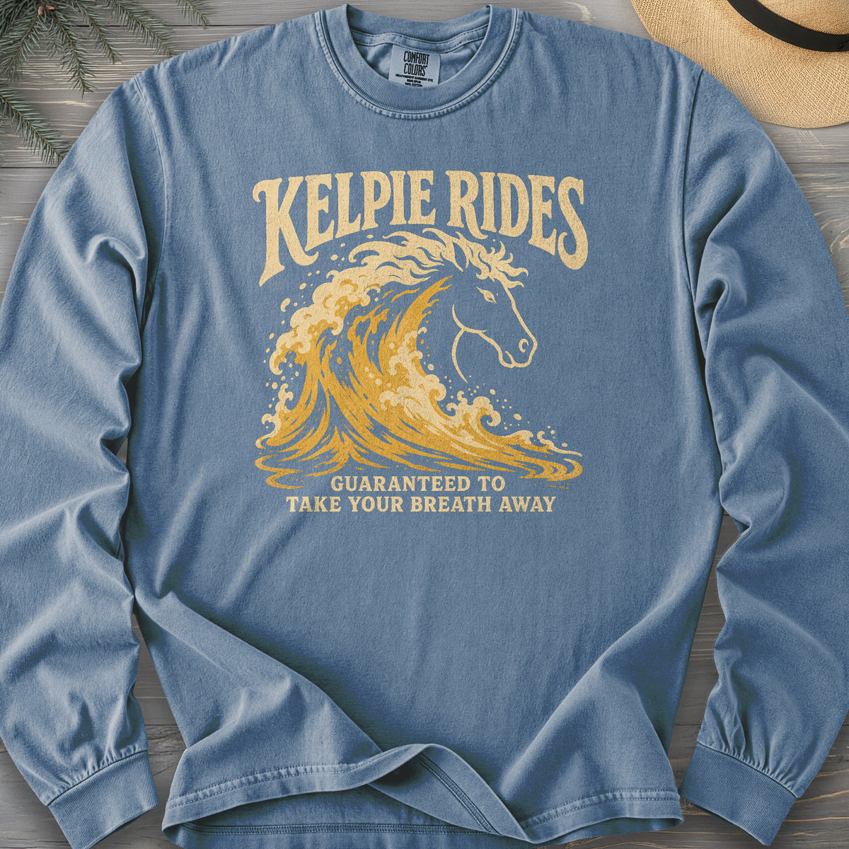Kelpie Rides Retro Comfort Colors 6014 Long Sleeve