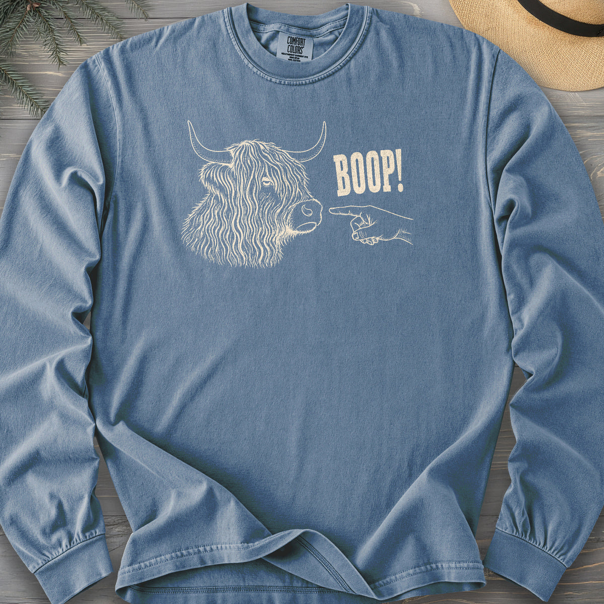 Boop Highland Coo Comfort Colors 6014 Long Sleeve