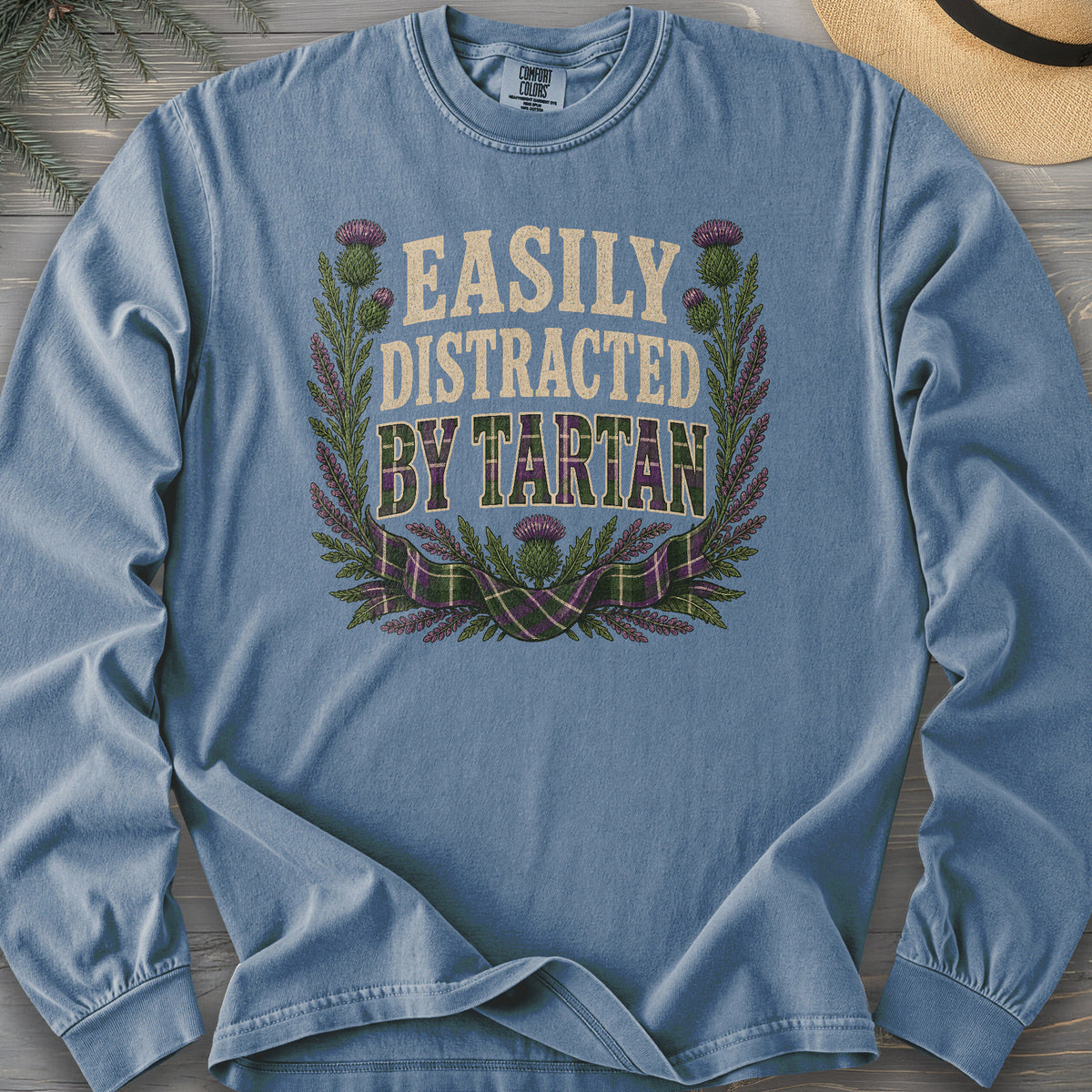 Easily Distracted By Tartan Comfort Colors 6014 Long Sleeve