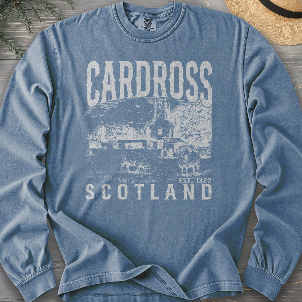 Cardross Scotland Sketch Comfort Colors 6014 Long Sleeve