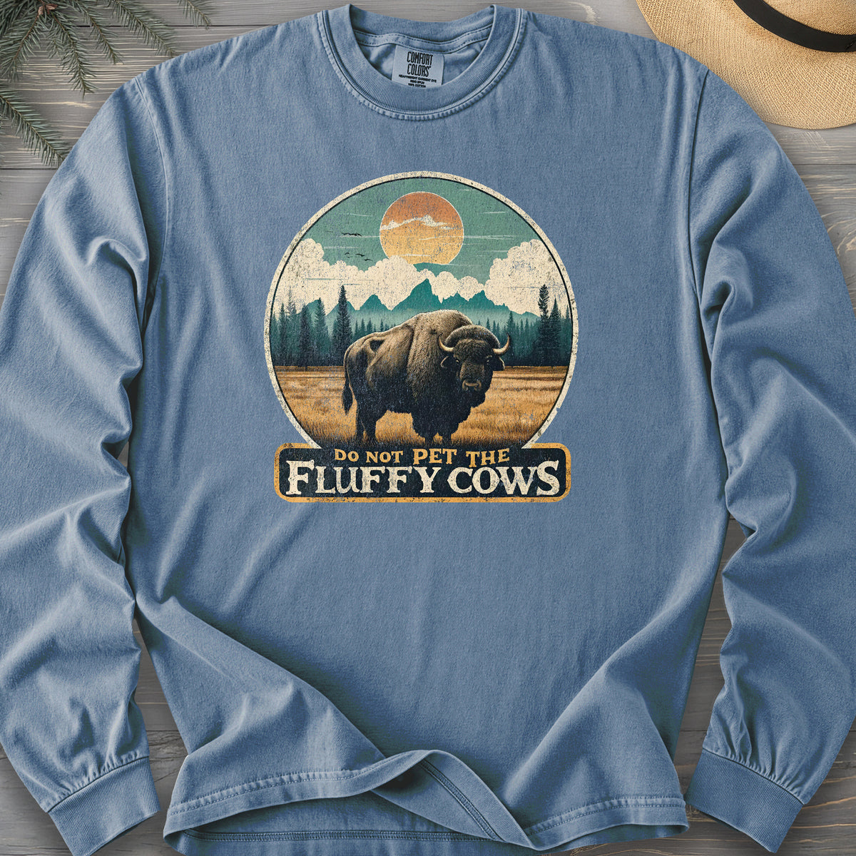 "Do Not Pet the Fluffy Cows" Buffalo Long Sleeve Shirt