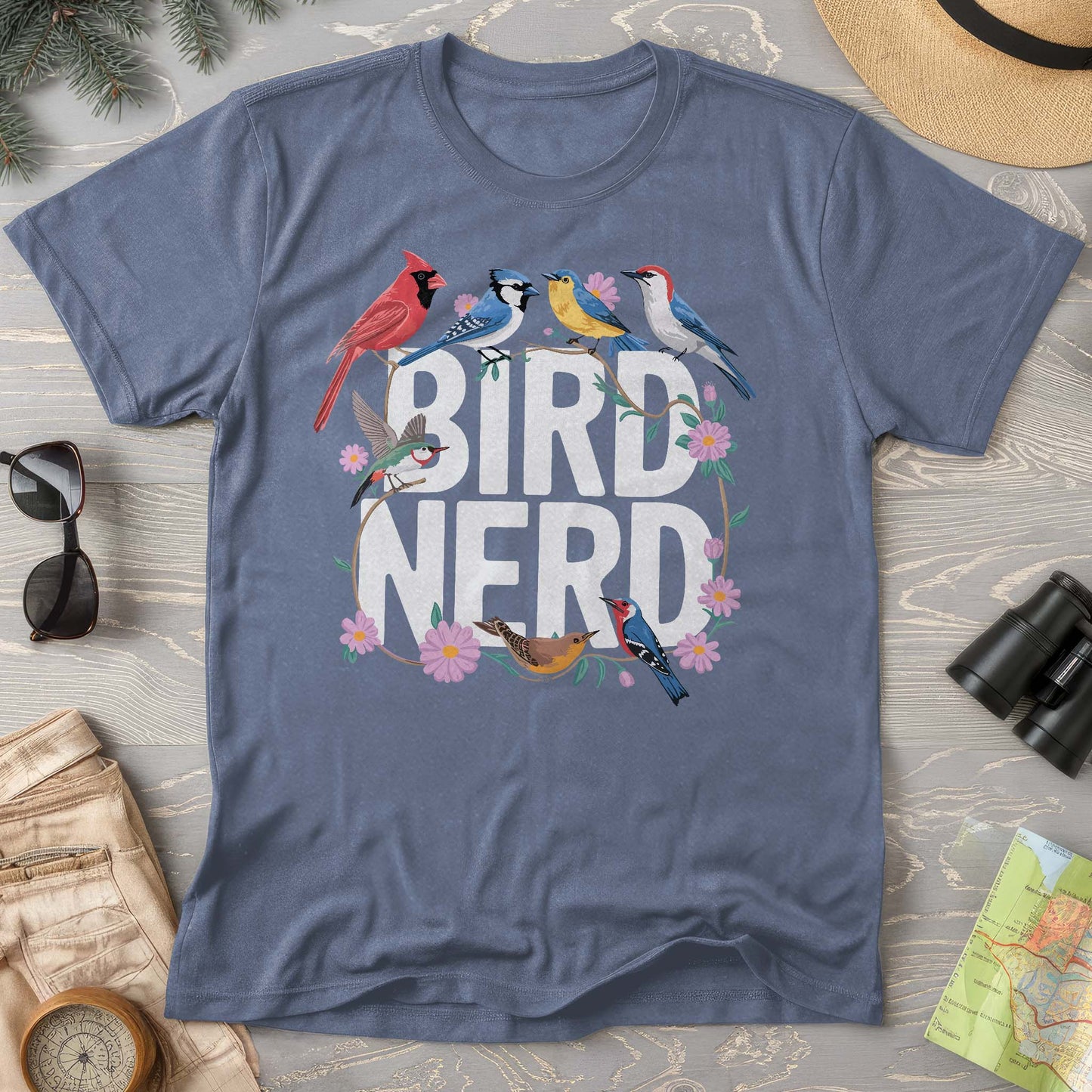 Bird Nerd "Flower Birds" Comfort Colors  T-Shirt