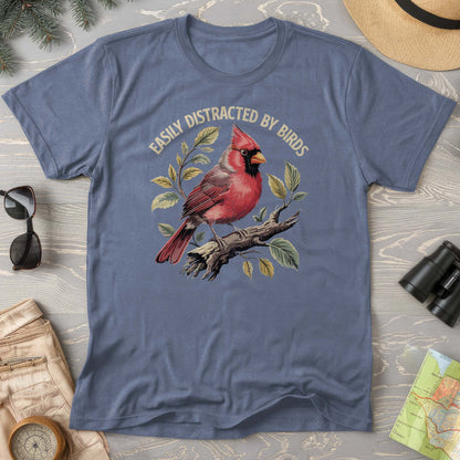 Easily Distracted By Birds Cardinal Comfort Colors T-Shirt