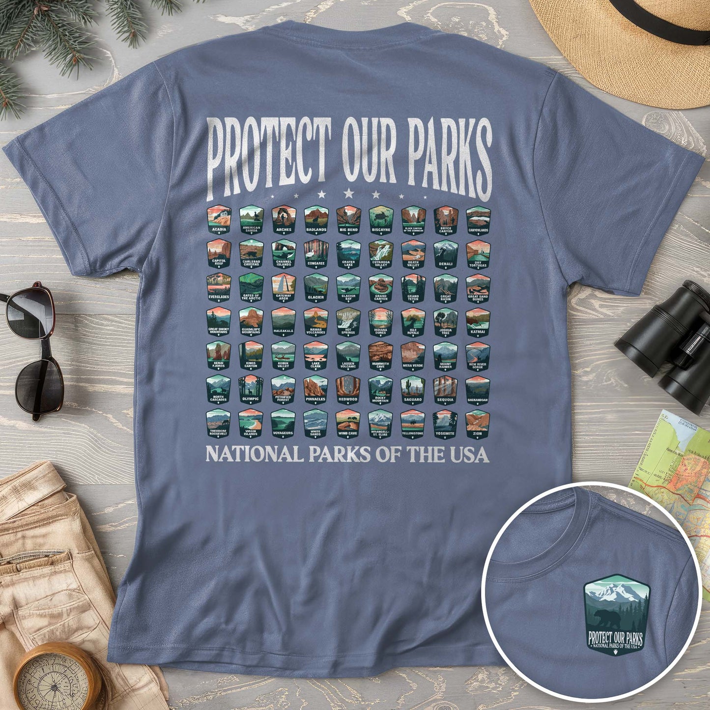 Protect our Parks Badges Back Print Comfort Colors T-Shirt