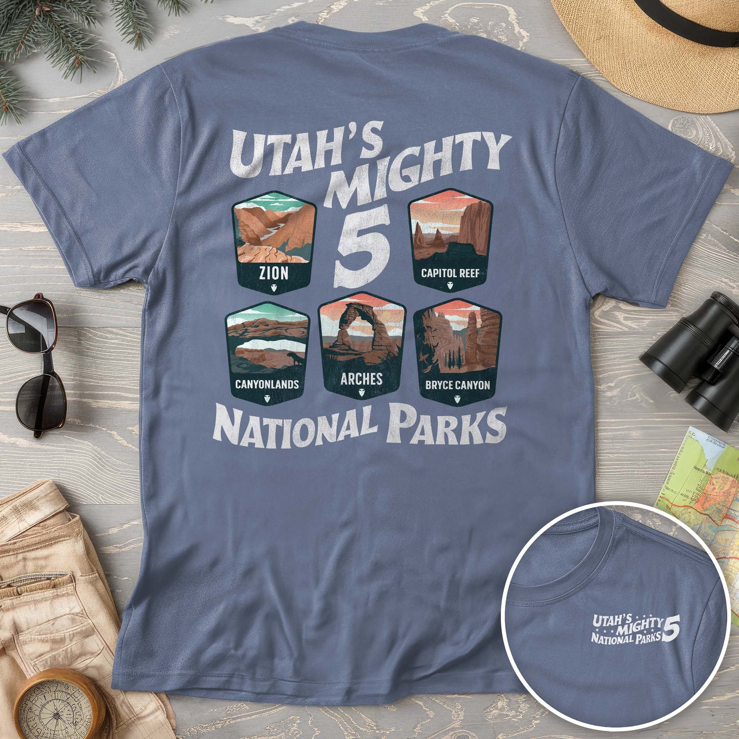 Utah's Mighty Five National Parks "5 Badges" Comfort Colors T-Shirt