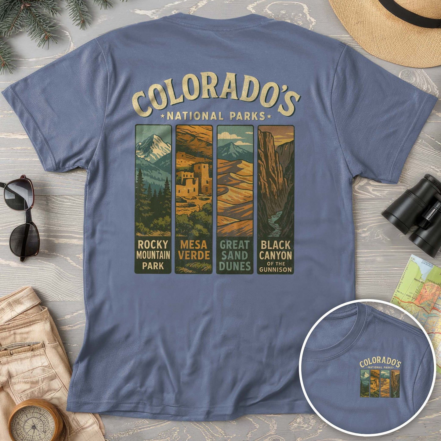 Colorado National Parks Vertical Front/Back Print Comfort Colors T-Shirt