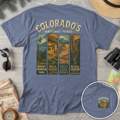 Colorado National Parks Vertical Front/Back Print Comfort Colors T-Shirt