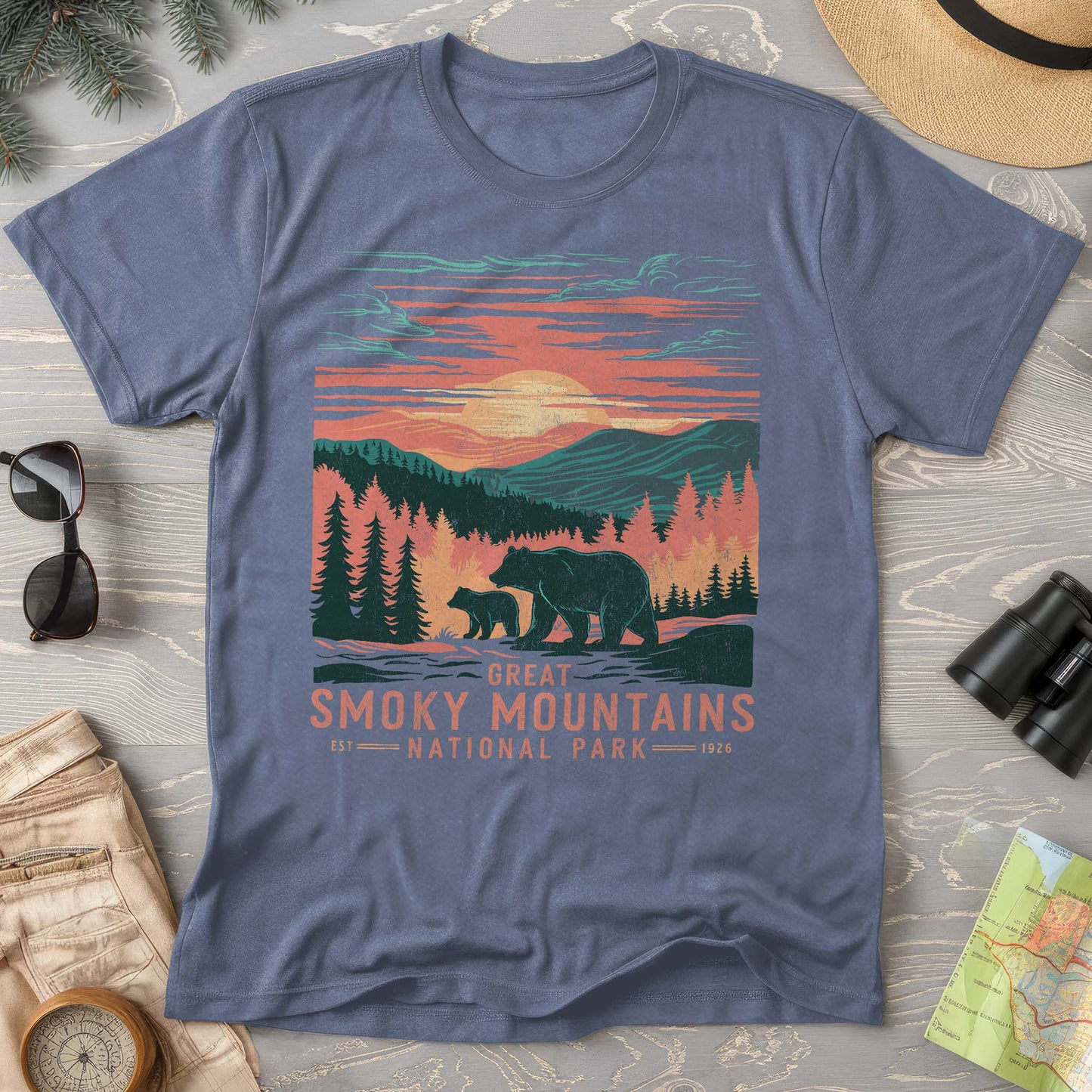 Great Smoky Mountains Sunset Bears Comfort Colors T-Shirt