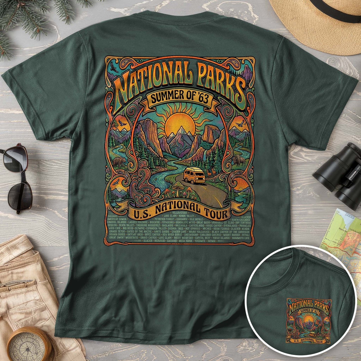 National Parks Summer Tour Front/Back Print T-Shirt