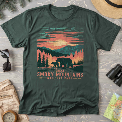 Great Smoky Mountains Sunset Bears T-Shirt