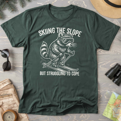 Skiing the Slope Raccoon Comfort Colors T-Shirt