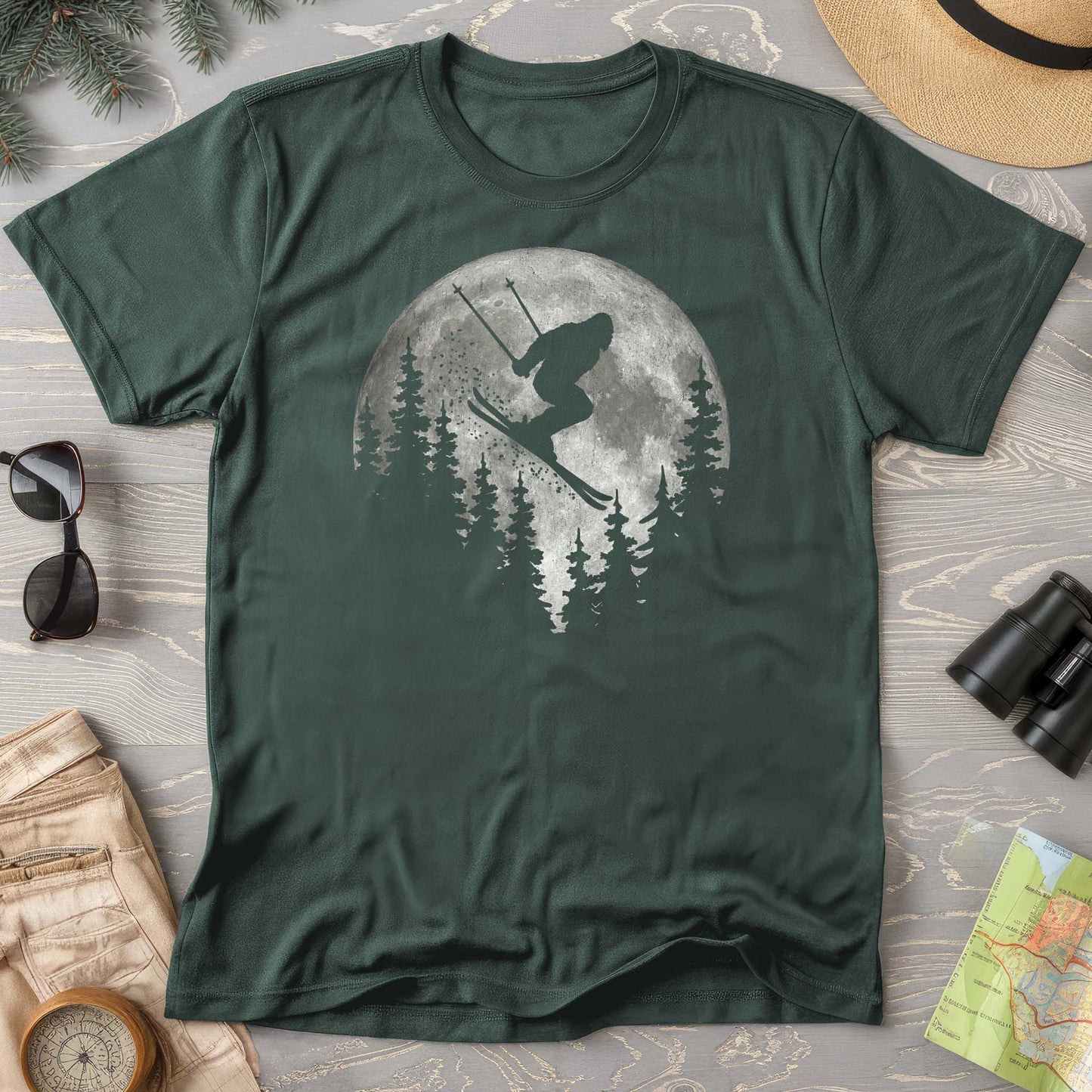 Bigfoot Ski Moon Comfort Colors T-shirt