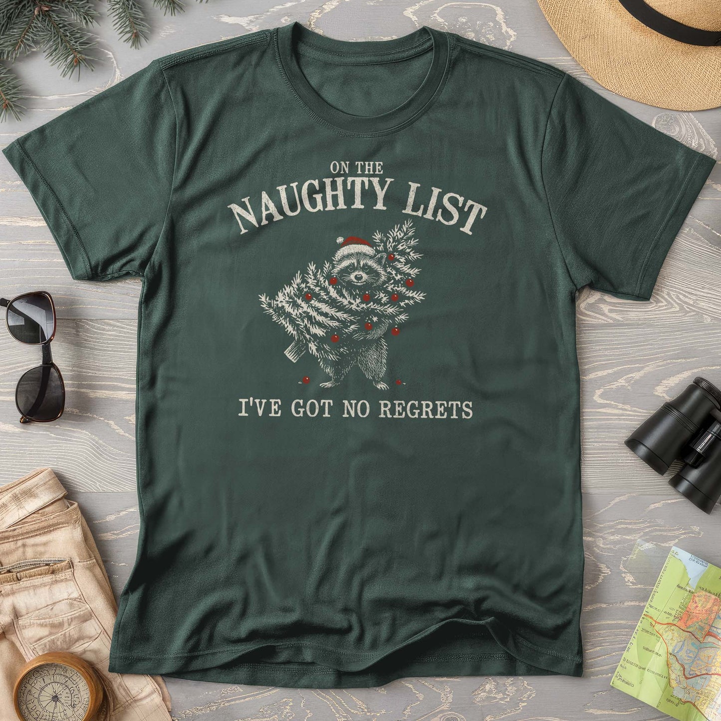 Bargain Bin Overstock! Naughty List Racoon Xmas Comfort Colors T-shirt