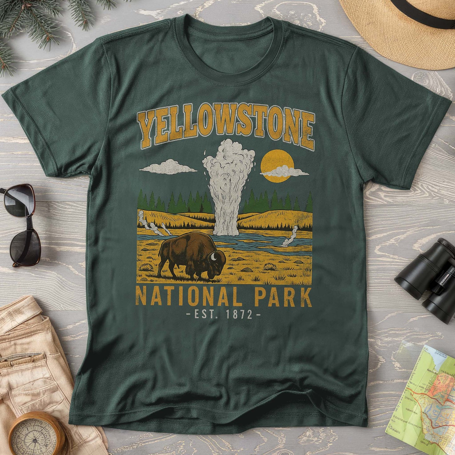 Yellowstone Old Faithful Buffalo Comfort Colors T-shirt