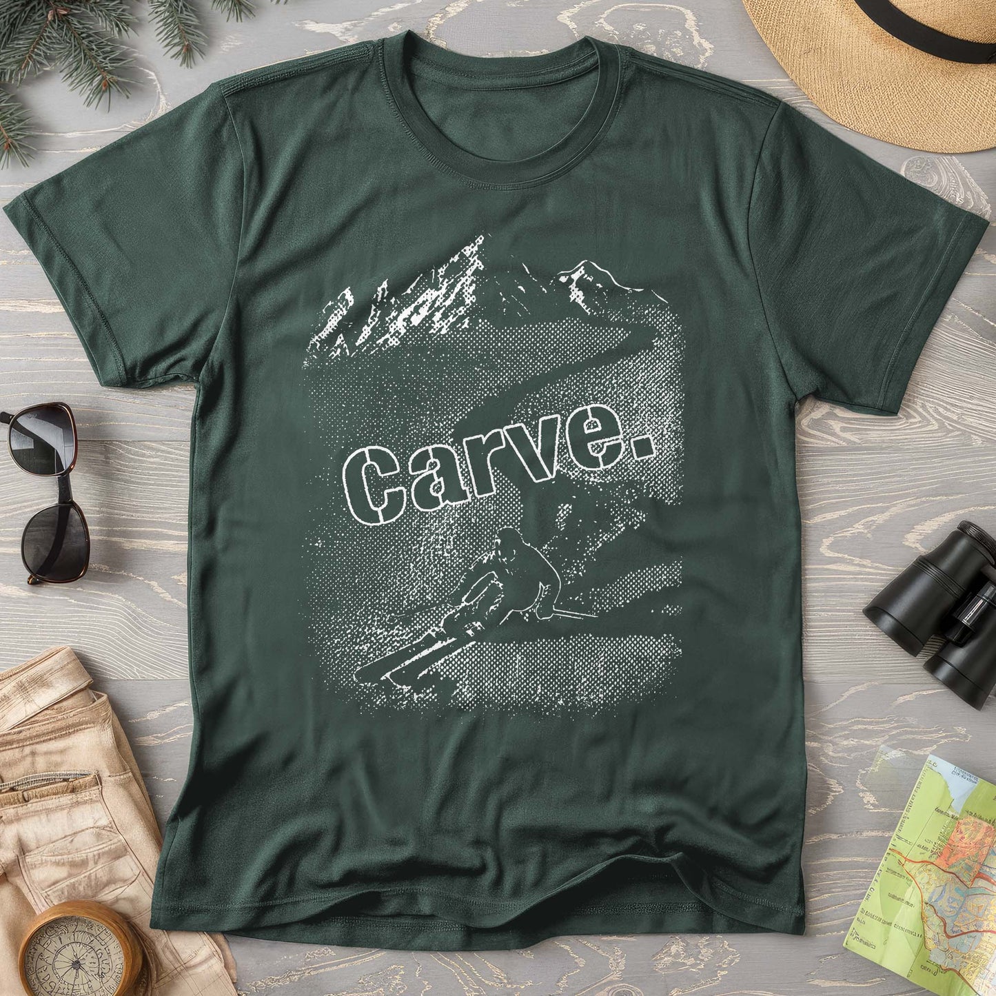 Carve Ski Print Comfort Colors T-shirt