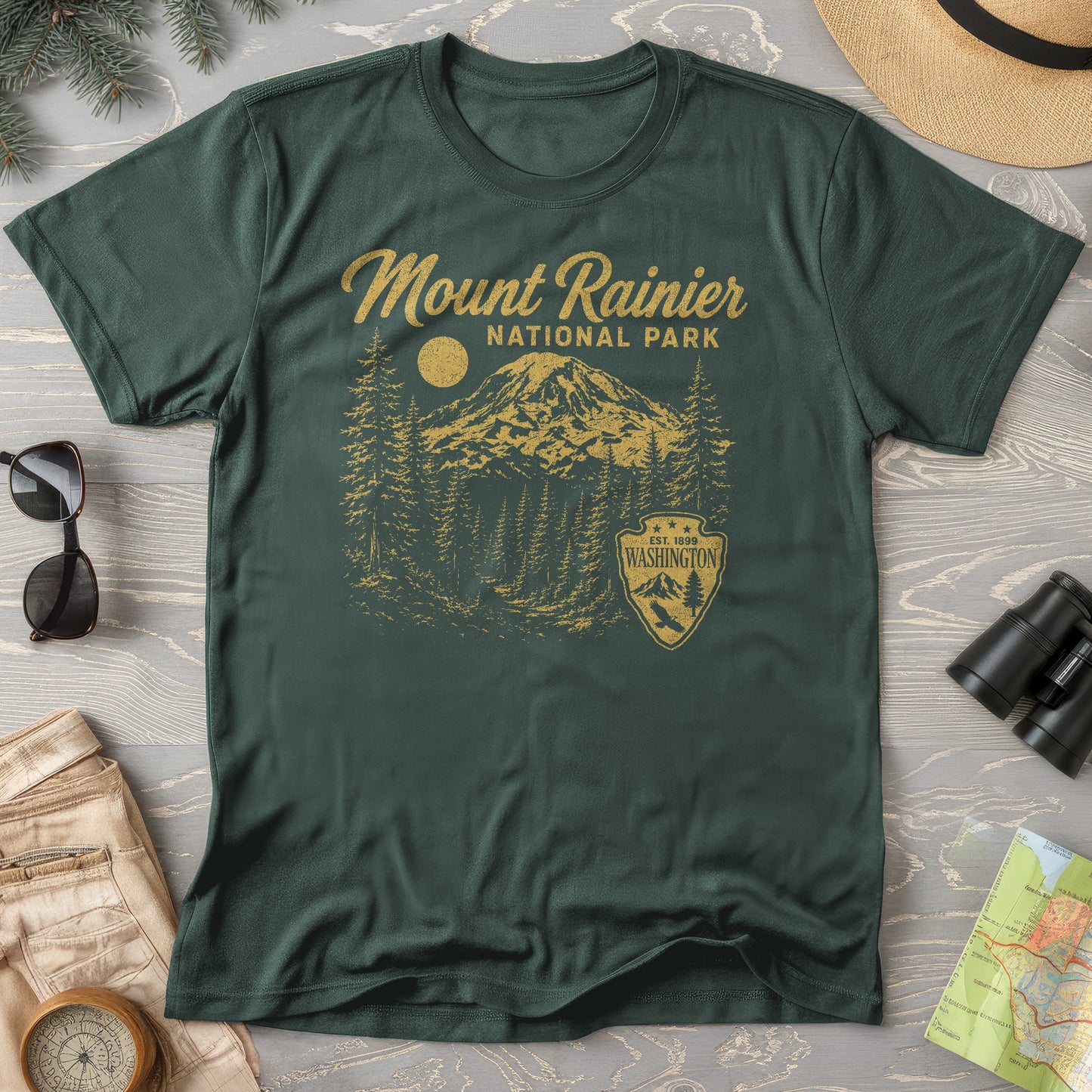 Mount Rainier Vintage Sketch T-Shirt
