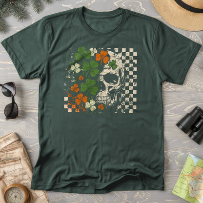Shamrock Skull Check T-Shirt