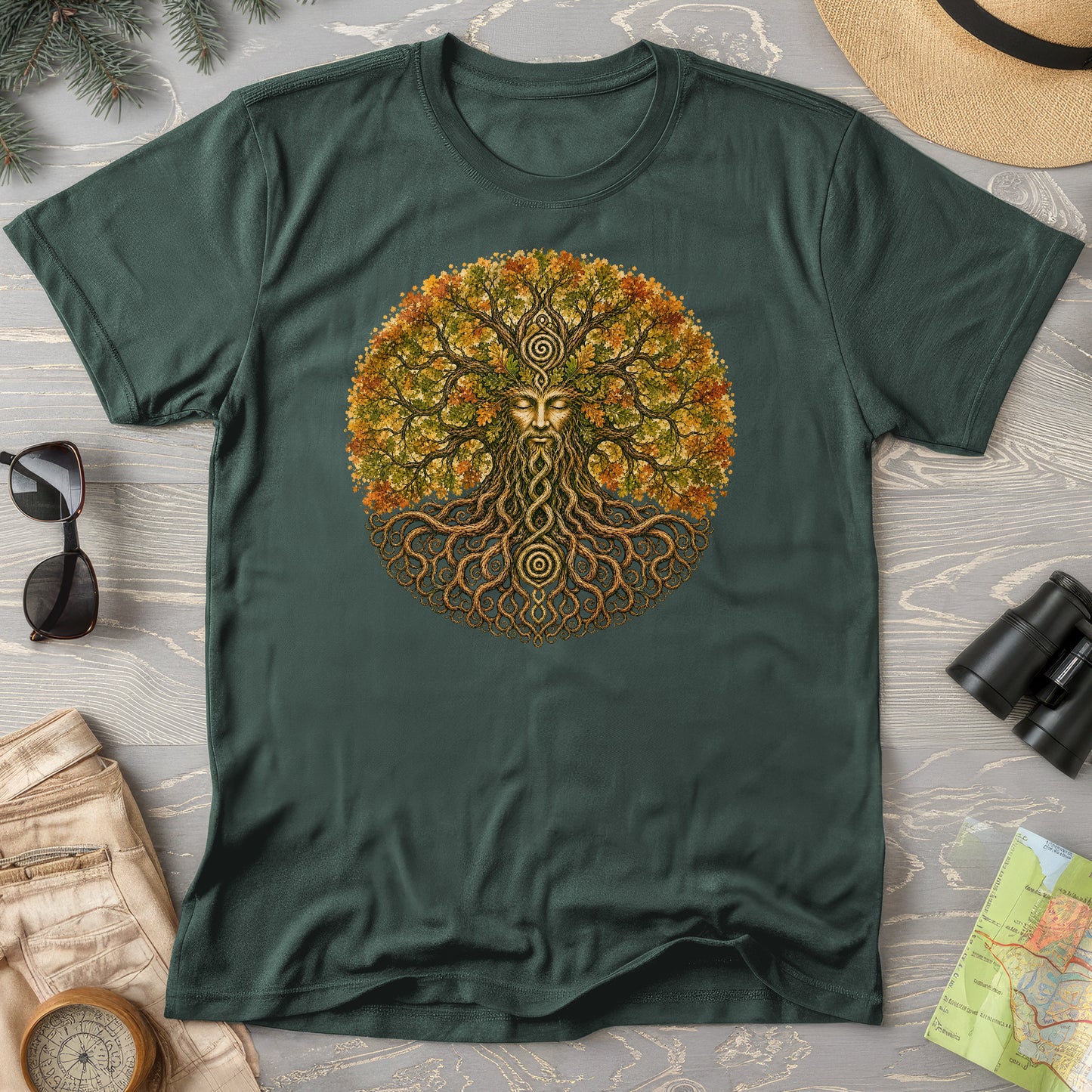 Green Man Autumn Bloom T-Shirt