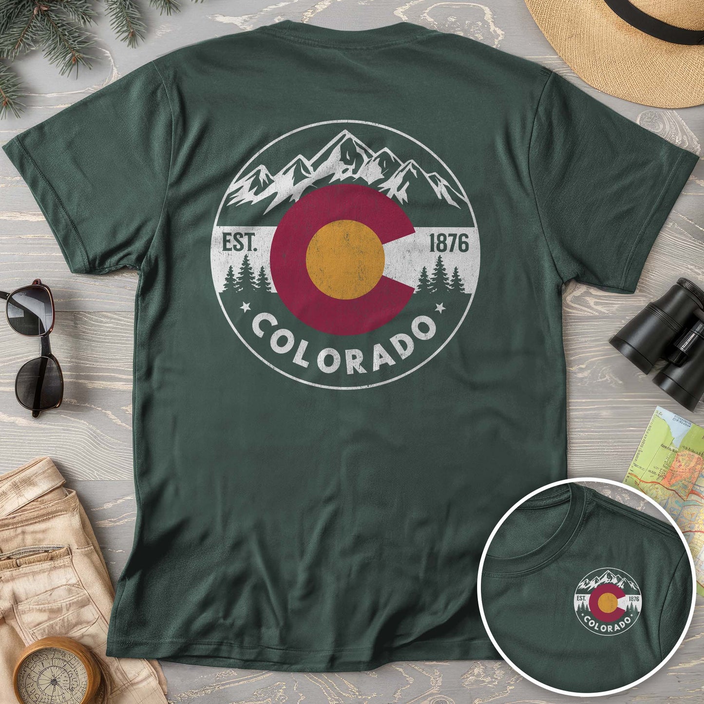 Colorado Flag Badge Textured Front/Back Comfort Colors T-Shirt