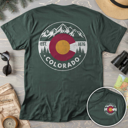 Colorado Flag Badge Textured Front/Back Comfort Colors T-Shirt