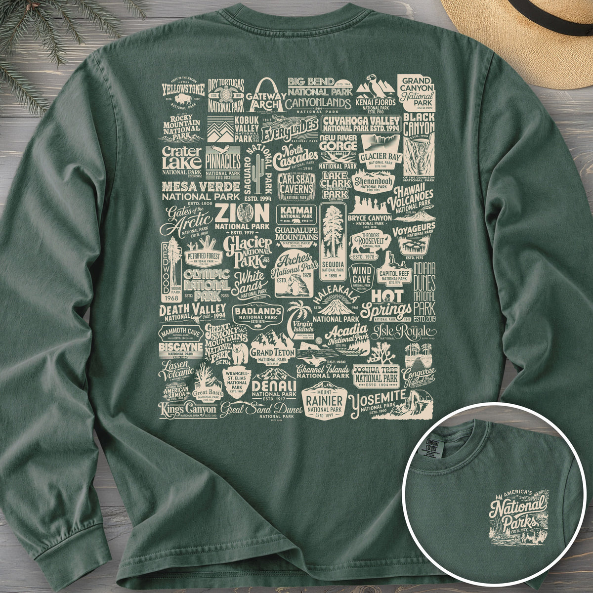63 Vintage Parks Front/Back Print Long Sleeve Shirt