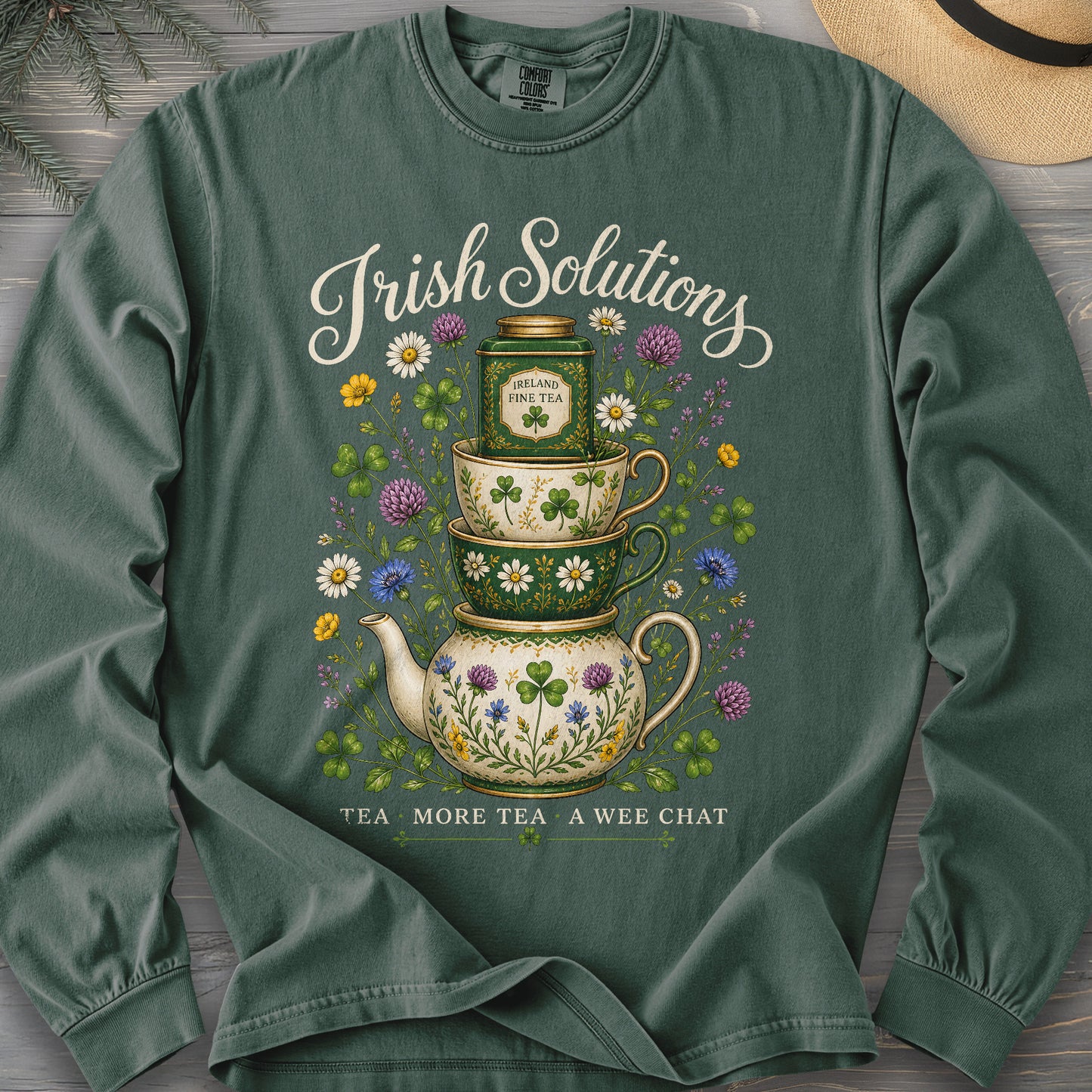 Irish Solutions Tea Cups Long Sleeve Shirt