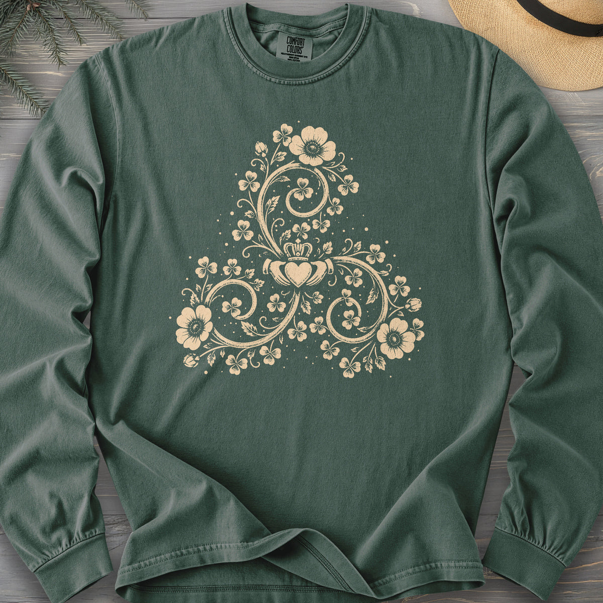 Triskele Shamrock Spiral Comfort Colors 6014 Long Sleeve